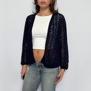 Navy Blue Crotchet Cardigan